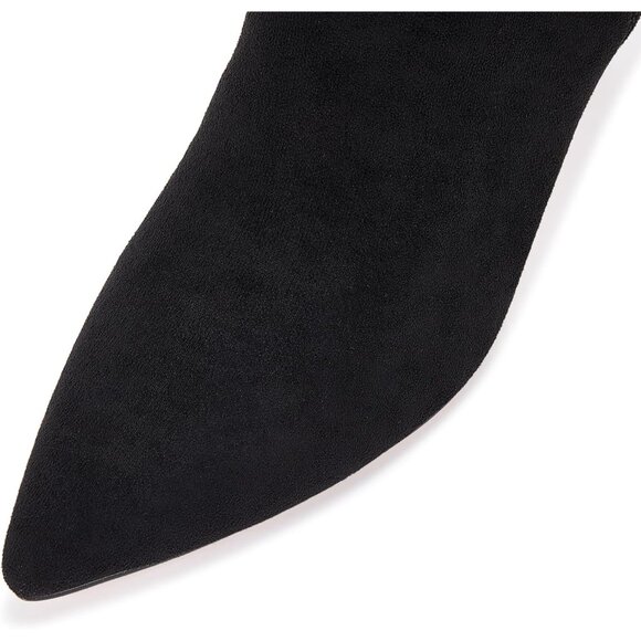 Women Slouch Ankle Boot with Fashion Mid Stiletto Heels Pointed Toe Bootie Black - Picture 4 of 8
